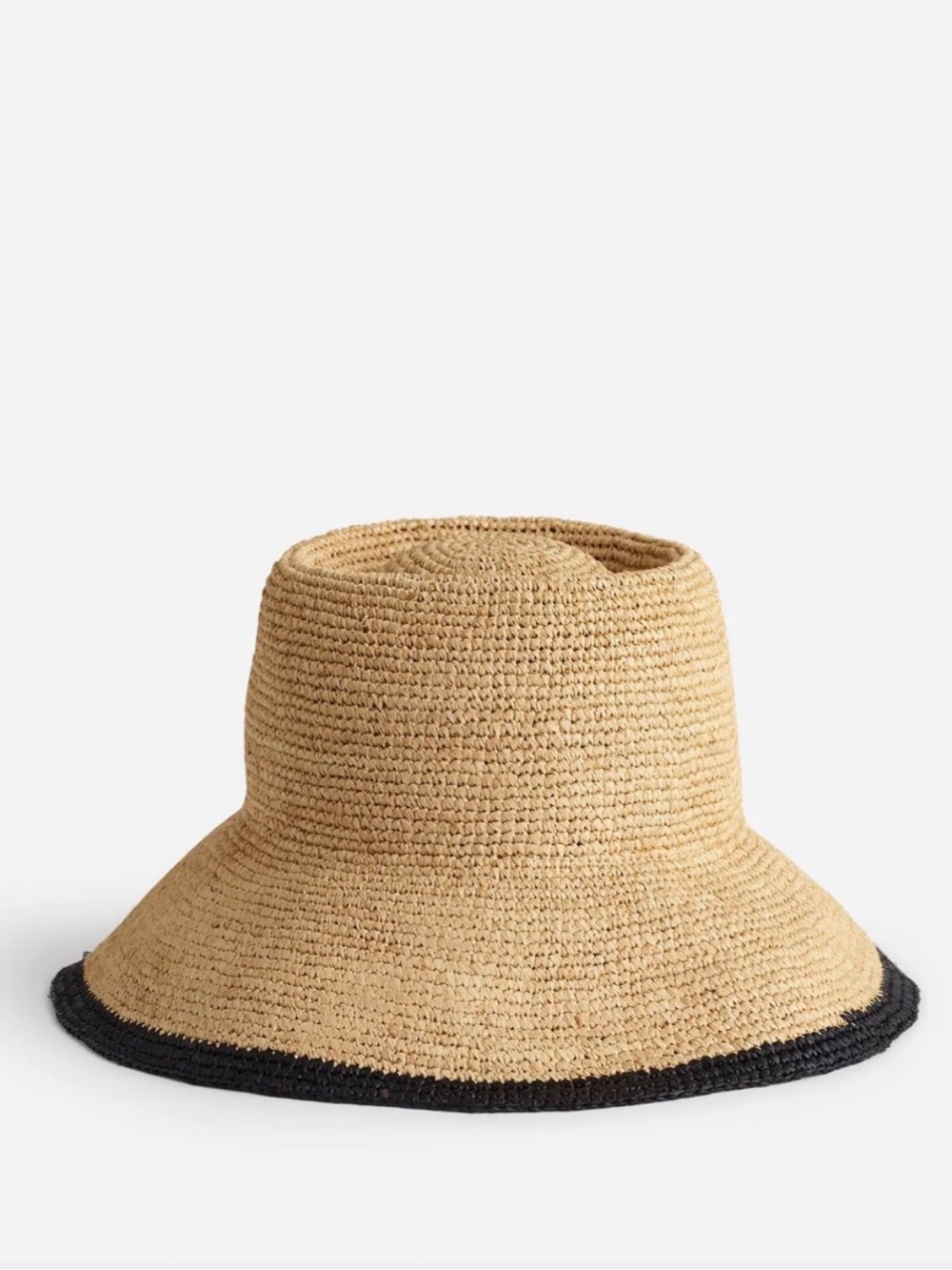 Madewell Natural Straw Bucket Hat with Black Trim